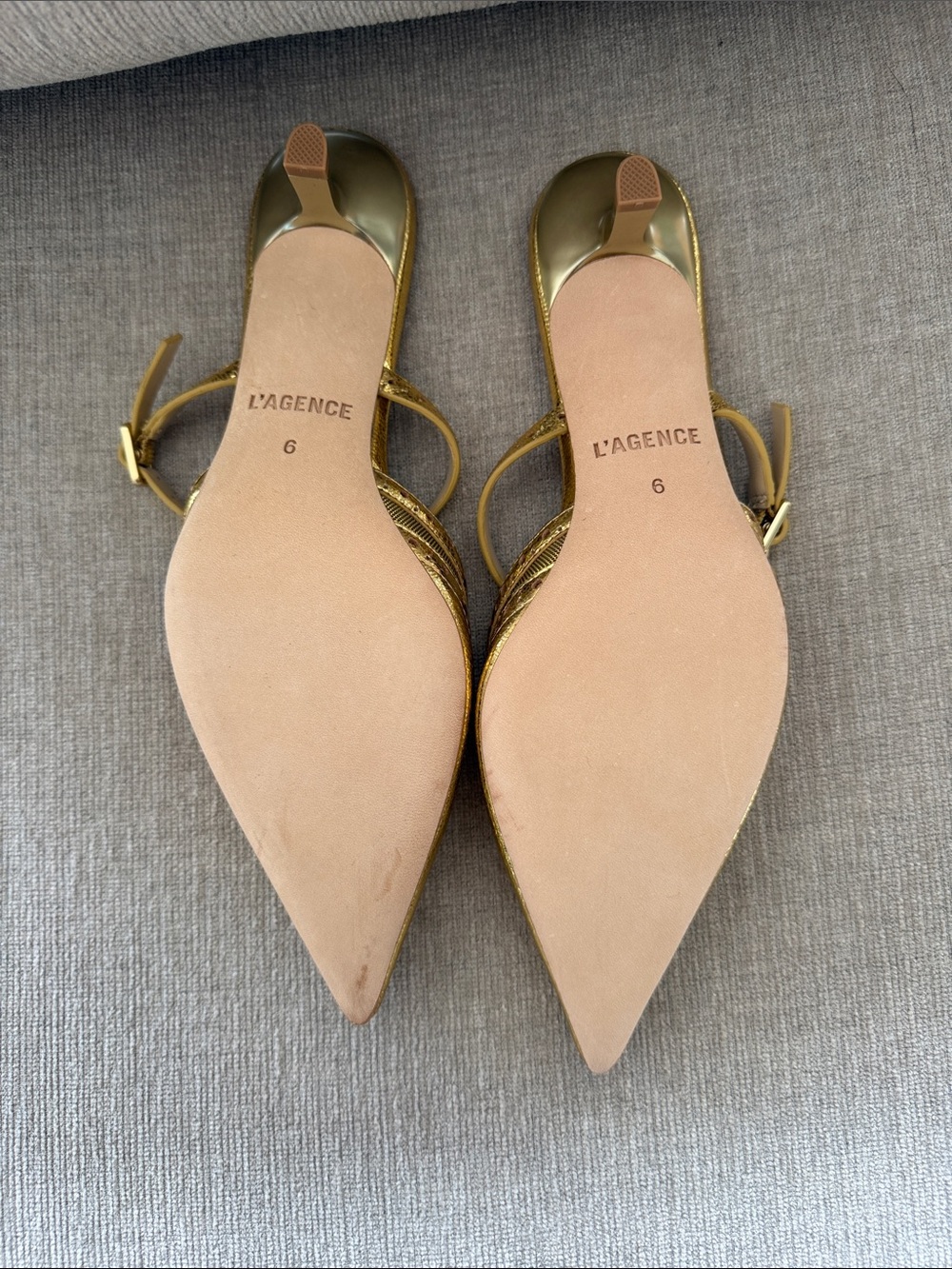 L'AGENCE Metallic Gold Pointed Kitten Heel - Picture 4 of 11
